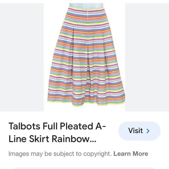 Talbots Rainbow Striped Pleated ALine Skirt Multicolor Size 10 Petite EUC Preppy - Picture 5 of 5